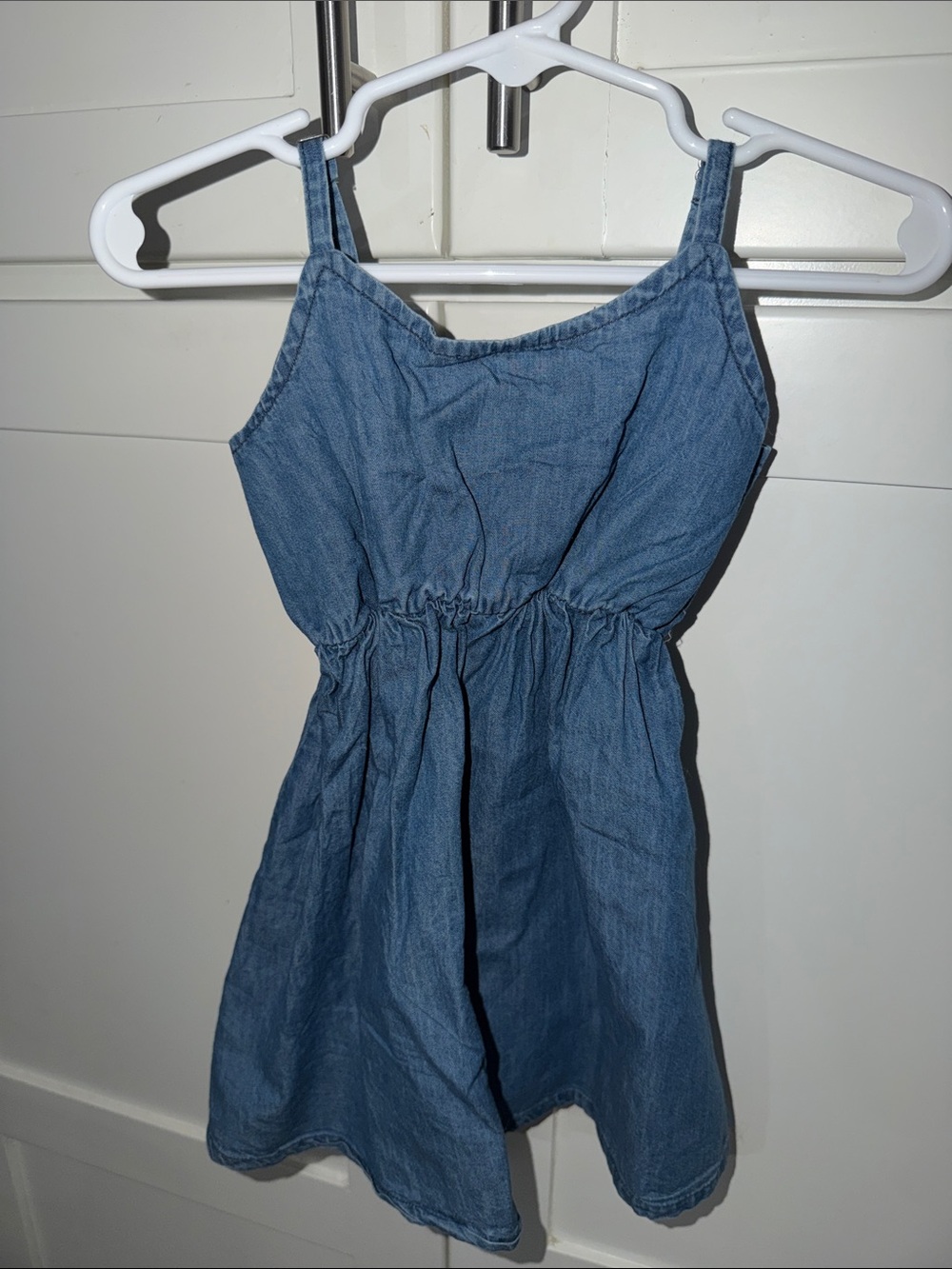 Sovereign Code Girls' Denim-Blue Sundress with Elastic Waist